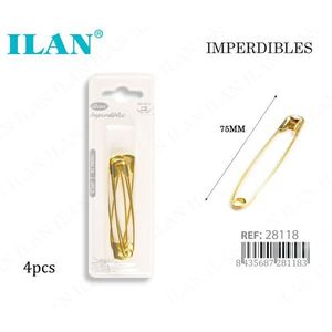 Spille di sicurezza Ilan 75 mm oro, 4 pezzi, per abbigliamento e lavori artigianali - Product Image 1