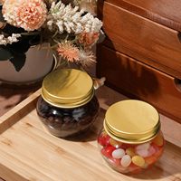 Stoples Kaca Bulat 4 oz dengan Tutup Plastik untuk Penyimpanan Kaviar, Herbal, Jelly, Selai & Madu - Aman untuk Makanan