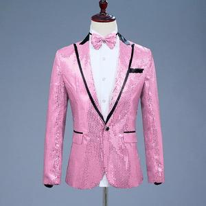 Abito <span class=keywords><strong>da</strong></span> uomo multicolore con perle e paillettes blu, argento, rosse, scintillanti, per feste di matrimonio e spettacoli teatrali - Product Image 2