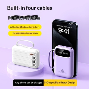 Cargador Portátil en Oferta, Nuevo Mini Power Bank con Pantalla LED, Cuatro Cables Integrados, Logotipo OEM, Venta al Por Mayor - Product Image 4