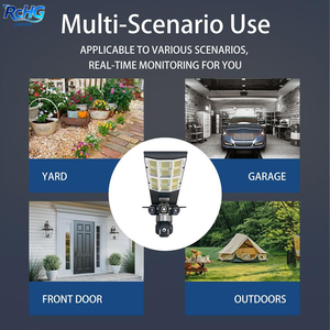 Caméra de surveillance solaire LED extérieure IP66 étanche à 3 objectifs 6MP avec vision <span class=keywords><strong>nocturne</strong></span> pour éclairage de <span class=keywords><strong>jardin</strong></span> - Product Image 2