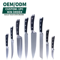 Ensemble de couteaux de chef Santoku avec manche riveté en ABS, ensemble complet de 8 couteaux à pain, à désosser, utilitaires, couteaux de cuisine en acier inoxydable personnalisés