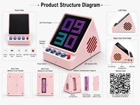 HYS-212 Enceinte Bluetooth Pixel Art avec horloge, écran LED, sans fil, portable, pour ordinateur, lecteur de musique relaxant et divertissant