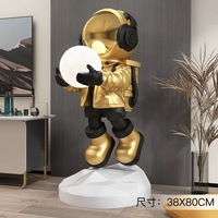 Grande Sculpture Artistique en Résine d'Astronaute Explorateur Spatial, Fusée, Personnalisable en Couleur et Logo, Décoration de Sol pour la Maison