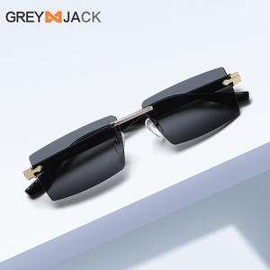 Lunettes de soleil carrées sans monture Greyjack pour femmes, verres PC dégradés UV400, monture noire en métal TR, plusieurs couleurs - Product Image 3