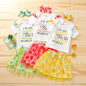 <b>Toddler</b> Wholesale Garments Tshirt+dress Headband Set Summer Dress Outfits Little Girls Sweet Style Kids Clothes - Product Image 1