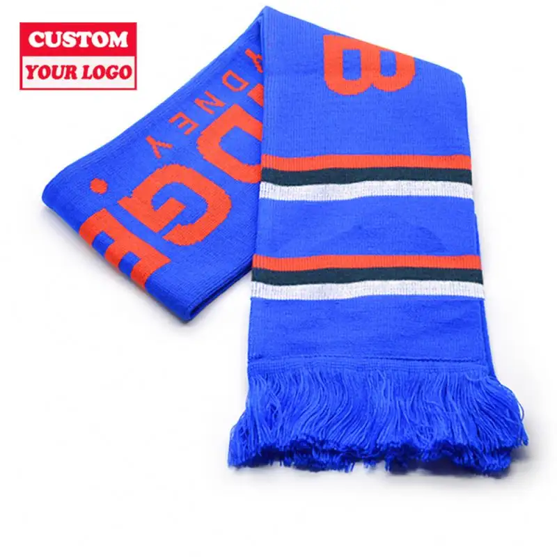 Custom Printed Factory Supply Sport Soccer Football Event Fans Cotton Winter Unisex Logo Fan Scarf Silk