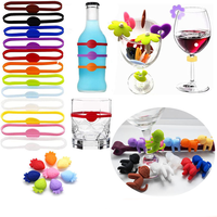 Lot de 6 marqueurs de verres en silicone longs pour gobelets, étiquettes de vin pour bar et fête, marqueurs universels pour boissons