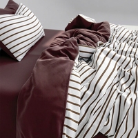 Ensemble de literie 4 pièces en coton 100% - Vente en gros - Design minimaliste - Couleur unie - Rayures - Utilisation toute saison