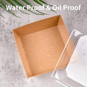 Brown Paper Charcuterie Boxes With Clear Lid for Bakery Cookies Sandwich <b>Cakes</b> Slice Boxes - Product Image 4