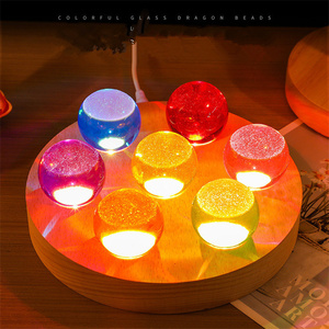 Lampe de table boule de cristal lumineuse 3D système solaire lune verre ornement artisanat avec socle en bois enfants étudiants cadeaux - Product Image 4