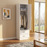 Armoire verticale moderne à une seule porte avec tiroirs, blanche, étroite, pour le rangement des vêtements dans les petites chambres et salles à manger