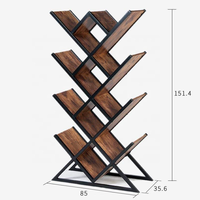 Étagère à livres en bois moderne de style symétrique en gros, étagères à livres anciennes, étagère à livres en forme d'arbre