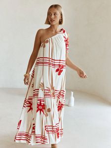 Luxury Fashion Beach Printed <b>Loose</b> Casual Off-shoulder Comfortable Long <b>Dress</b> - Product Image 2