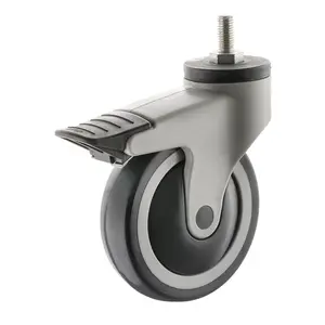 5 Zoll Gesamt bremse Krankenhaus bett rolle mit <span class=keywords><strong>TPR</strong></span> Rad medizinische Ausrüstung Werkzeug wagen Nachlauf 125mma Krankenhaus wagen Rollen rad - Product Image 1