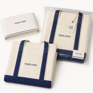 Sac fourre-tout en toile extra lourd avec logo personnalisé, patchwork, grande taille, avec bandoulière et poignée en corde, sac de shopping personnalisé - Product Image 1