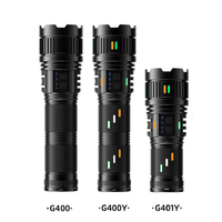 Lampe torche LED zoomable en alliage d'aluminium avec affichage de la puissance, lampe de poche tactique rechargeable portable pour les aventures en plein air