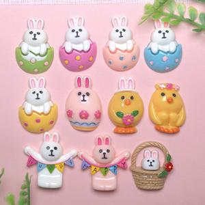 Ensemble <span class=keywords><strong>de</strong></span> collection <span class=keywords><strong>de</strong></span> figurines <span class=keywords><strong>de</strong></span> lapins et <span class=keywords><strong>de</strong></span> poussins en résine à dos plat, peintes artistiquement, pour artisanat et cabochons, personnalisables en gros, thème féerique - Product Image 3