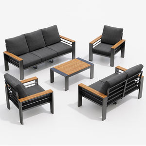 Juego de Muebles de Jardín Dwoo de 5 Piezas en Aluminio Duradero Gris Oscuro Sofá Modular para Patio de 7 Plazas - Product Image 6