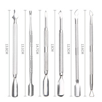 HJS Livraison Rapide Repousse-cuticules Double Embout en Acier Inoxydable Outil de Manucure Ergonomique Poignée Antidérapante Soin Précis des Ongles