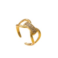 Cincin Stainless Steel Mewah Unisex dengan Tali yang Dapat Disesuaikan