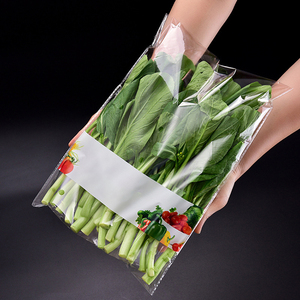 Bolsa de verduras autoadhesiva transparente barata al por mayor, bolsas de embalaje de lechuga biodegradables para verduras - Product Image 2