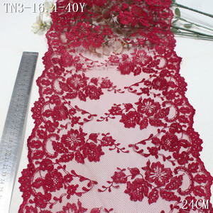 Tulle Brodé 24cm de Largeur <span class=keywords><strong>Noir</strong></span> Rouge Bleu Paon Dentelle Fantaisie en Maille Broderie Florale Garniture en Dentelle Tulle Brodé pour Lingerie - Product Image 6