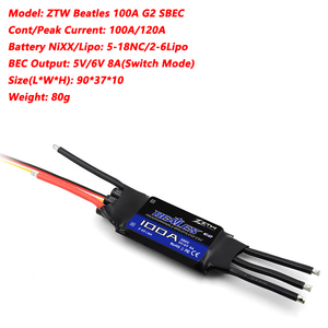 ZTW <span class=keywords><strong>Beatles</strong></span> G2 20A/30A/60A/80A/100A/120A ESC Brushless 32 bits 2-6S SBEC 5V/6V SMR Frein inversé pour avion RC et drone à voilure fixe - Product Image 6