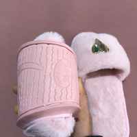 Chaussons d'intérieur pour femmes à bout ouvert, en fausse fourrure moelleuse, couleur unie, avec semelle extérieure souple en TPR antidérapante, confortables et chauds pour le printemps