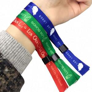 Pulsera dorada Fiesta Festival Tela Deslice tela personalizada con cierre a presión de plástico unidireccional Cierre de pulsera - Product Image 2