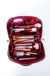 Yeni Bordo Şık Zarif Kadife Kozmetik Çantası Yastık Çantası Seyahat Makyaj Organizatörü Tuvalet Çantası Fermuarlı Çanta - Product Image 3