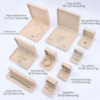 Boîte à Bijoux Haut de Gamme en Velours Beige Fait Main avec Logo Personnalisé pour Colliers, Bracelets, Boucles d'Oreilles et Bagues