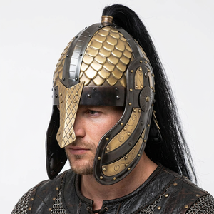 CH Calvin Handicrafts Casque de Chevalier en Laiton Poli Rond Style Antique Romain Médiéval pour Halloween et Nouvel An, Décoration d'Intérieur - Product Image 1