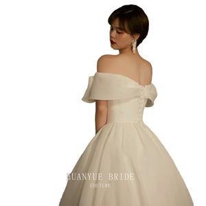 Vestido de Novia de Cristal, Simple, Dulce, de Organza y Satén, de un Solo Hombro, 100% Algodón, Antiestático, Estilizador, Largo hasta el Suelo, para Quien lo Ponga - Product Image 1