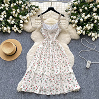 Robe Cami Florale Douce d'Été pour Femme avec Nœud Papillon et Taille Cintrée – Robes Midi Fluides et Élégantes pour Vacances Décontractées