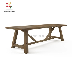 Mesa larga rectangular de madera sólida para exteriores, muebles para patio, jardín, evento, restaurante