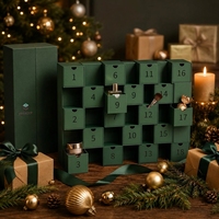 Boîte cadeau personnalisée à 20 tiroirs numérotés vert foncé pour les fêtes