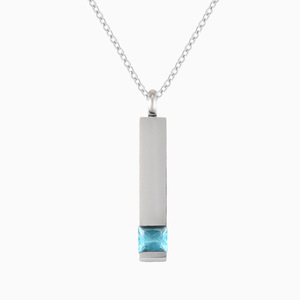 Kalung guci kristal silinder sederhana modis, perhiasan kalung abu untuk wanita pria kremasi - Product Image 1