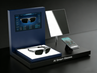 Support d'affichage en acrylique pour lunettes intelligentes IA en PMMA, personnalisé en usine, recyclable, avec écran LCD 10 pouces