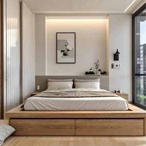 <b>Wooden</b> Platform <b>Bed</b> Bedroom Furniture <b>Bed</b> <b>Double</b> <b>Bed</b> - Product Image 1