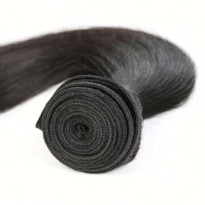 Extensions de cheveux humains 100% brésiliens non Remy de haute qualité, ondulation naturelle, trame de 3 paquets, fermeture en dentelle HD 4x4, noir naturel pré-traité - Product Image 2