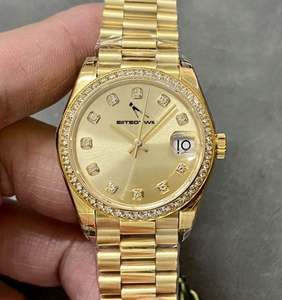 Elegante Reloj de Pulsera para Hombre de Negocios con Caja Dorada, Espejo de Zafiro, Resistente al Agua, Mecánico Automático, con Moissanita - Product Image 2