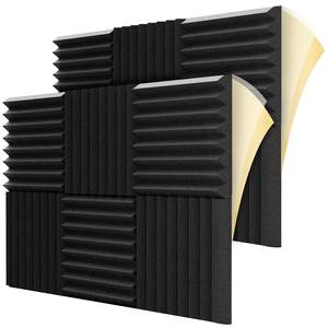 BONNO – 12 panneaux de mousse auto-adhésifs insonorisants, panneaux de mousse acoustique pour réduire le bruit et les échosions - Product Image 1