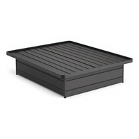 Cadre de lit d'hôtel pliable moderne en métal XL de 16 pouces, robuste, à plateau plat, noir, thermolaqué, base pour l'hôtellerie