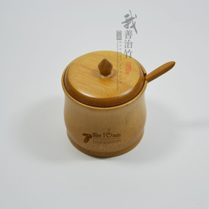 Bamboo Seasoning <b>Jars</b> With Handle Brown Lid Condiment Storage Set For Solid <b>Spices</b> - Product Image 4