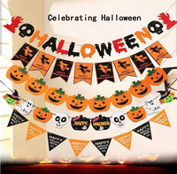 Drapeau triangulaire en tissu non tissé avec cordon de tirage, article décoratif pour les fêtes d'Halloween, les rassemblements, marque Yueming, fabriqué à Tianjin
