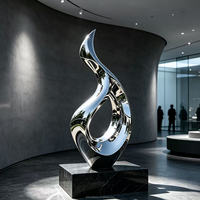 Sculptures de paysage en acier inoxydable pour l'extérieur, design artistique en métal, sculptures abstraites en acier inoxydable de style moderne
