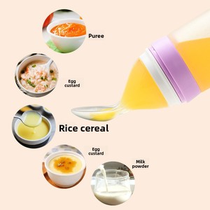 Cuillère-biberon personnalisable en silicone pour bébé, ustensile d'apprentissage pour nourrissons, motif uni, sans poignée, pour aliments complémentaires - Product Image 3