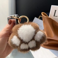 Porte-clés en fausse fourrure douce et moelleuse, motif patte de tigre, patte d'ours, pompon, breloque de voiture, pendentif de sac, design Kawaii de luxe