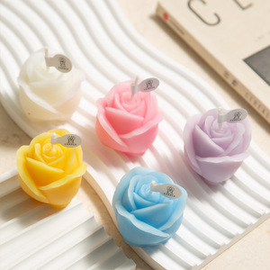 3D Rose Flower Scented Soy Wax Candle Mini Rose Figurine Candle Romantic Wedding Home <b>Table</b> Decor Party Favor Gift - Product Image 1